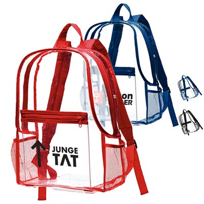Translucent Trek Clear Stadium Backpack w/ Mesh pocket (12" x 16" x 5")
