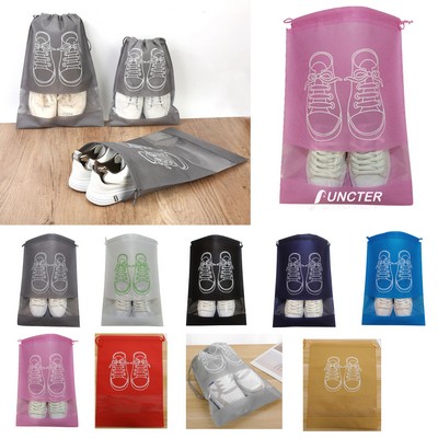 12.6" x 17.3" Non-Woven Drawstring Shoe Bags w/ Transparent Window