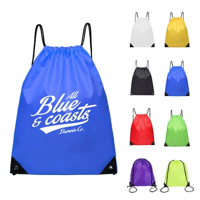 Sporty Polyester Drawstring Backpack