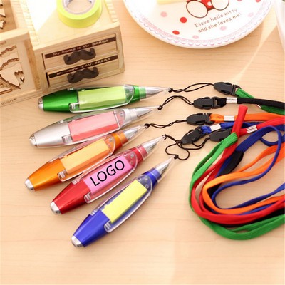 Multi-Function Hanging Rope Color Note Paper Lamp Pen