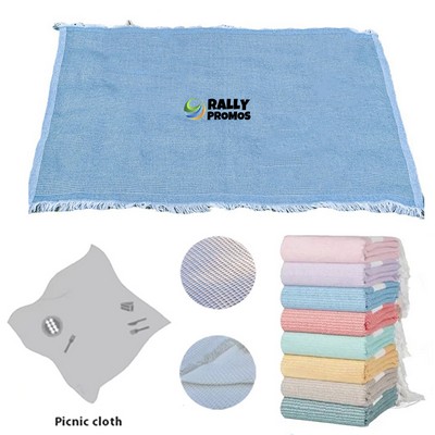 Oversized Jacquard Throw Blanket with Tassels Turkish Towel