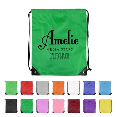 210D Polyester Sporty Drawstring Backpack